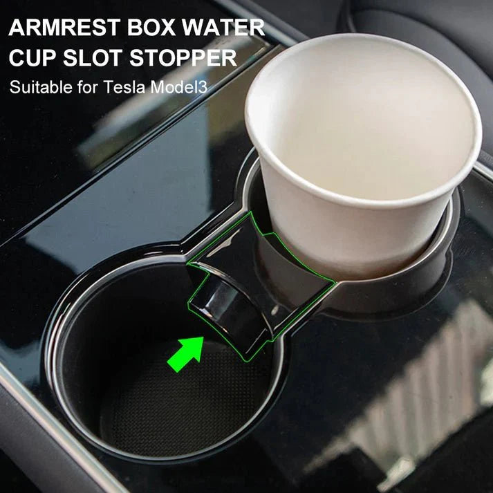 X-Auto Cup Holder Insert Limiter for Tesla Model 3 (2021–2023.10) & Model Y (2020–Present), Anti-Shake Card Slot Stabilizer – ABS Material