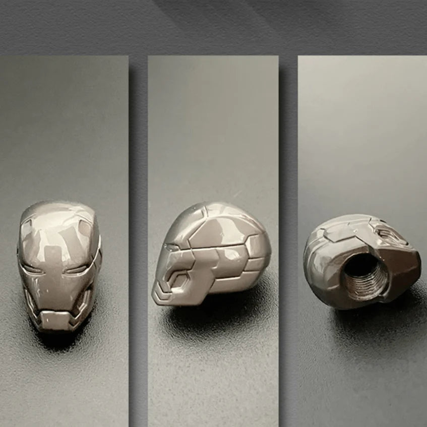 Iron Man Tire Valve Stem Caps for Tesla Model 3/Y/S/X (4pcs) | Zinc Alloy Air Valve Covers | Dustproof, Waterproof, Leak-Proof Wheel Accessories by X-Auto