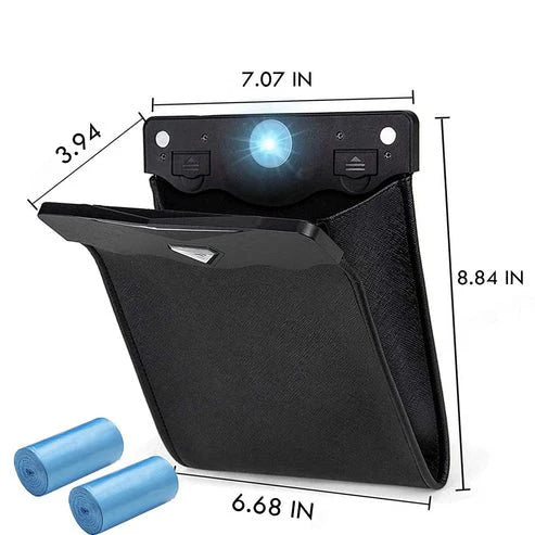 LED Car Trash Bag with Magnetic Light for Tesla Model 3/Y/S/X – Leather Rear Seat Garbage Holder with Non-Destructive Installation