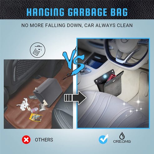 LED Car Trash Bag with Magnetic Light for Tesla Model 3/Y/S/X – Leather Rear Seat Garbage Holder with Non-Destructive Installation