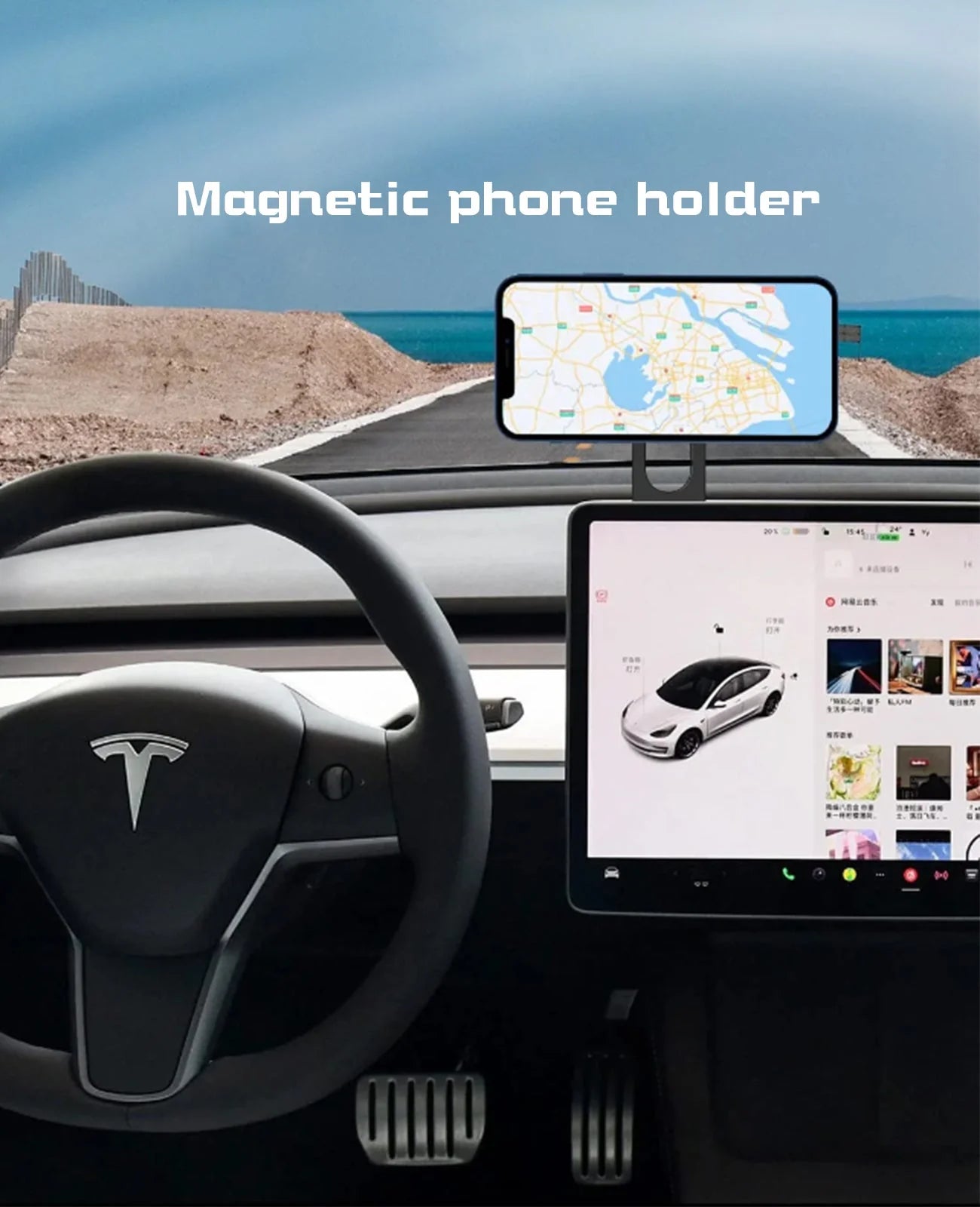 X-Auto Wireless Magnetic Phone Mount with MagSafe Charging for Tesla Model 3/Y/S/X/Cybertruck