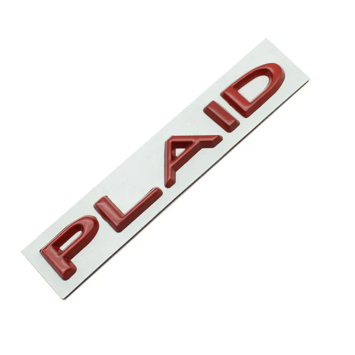 Plaid Trunk Logo Emblem Badge for Tesla Model 3/Y/S/X – Premium Alloy 3D Decal Sticker with Strong 3M Adhesive