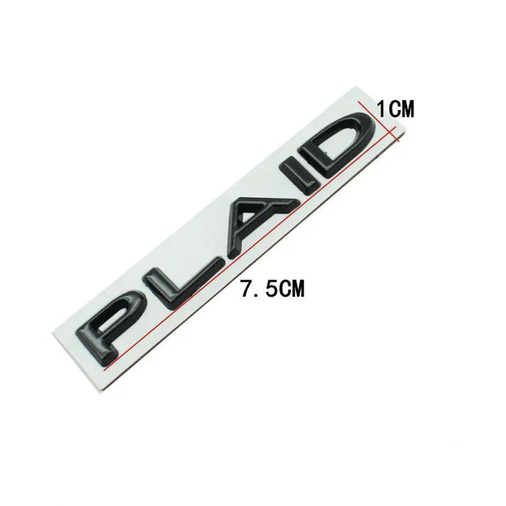 Plaid Trunk Logo Emblem Badge for Tesla Model 3/Y/S/X – Premium Alloy 3D Decal Sticker with Strong 3M Adhesive