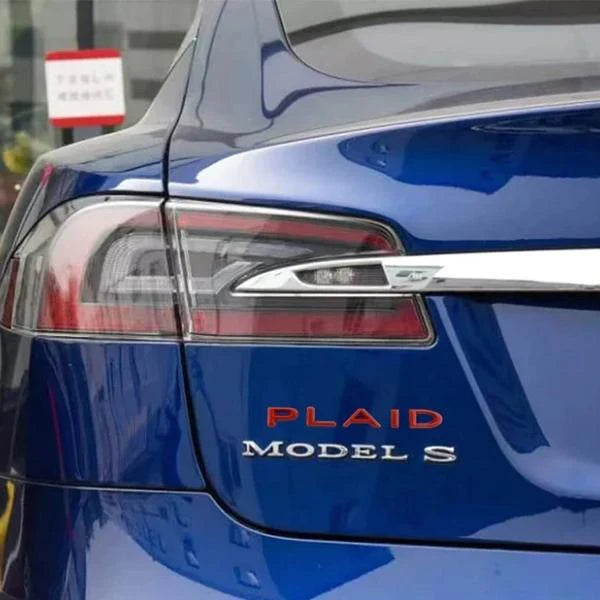 Plaid Trunk Logo Emblem Badge for Tesla Model 3/Y/S/X – Premium Alloy 3D Decal Sticker with Strong 3M Adhesive