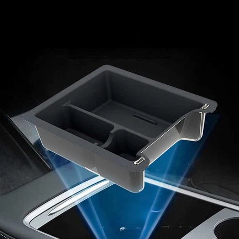 Premium Center Console Organizer Tray Set for Tesla Model 3 & Model Y (3PCS) – Armrest Storage Box with Hidden Compartment & Sunglass Holder