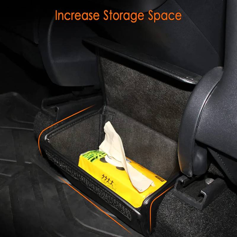 Rear Center Storage Box for Tesla Model Y 2020–2025 | Foldable Leather Organizer Between Rear Seats