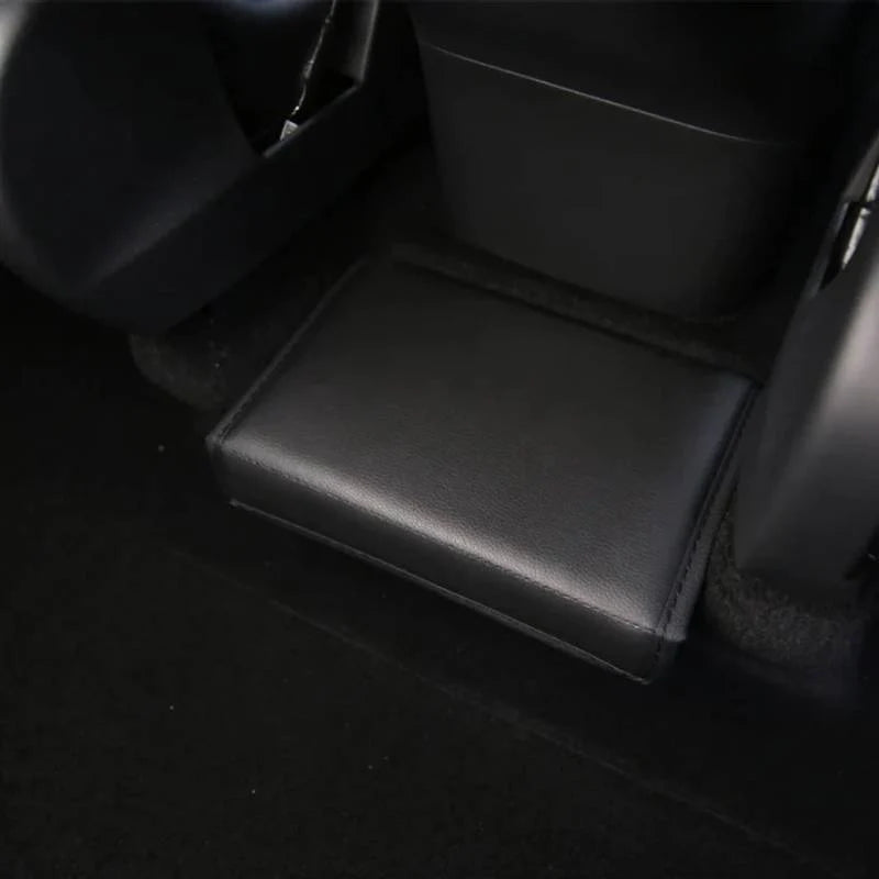 Rear Center Storage Box for Tesla Model Y 2020–2025 | Foldable Leather Organizer Between Rear Seats