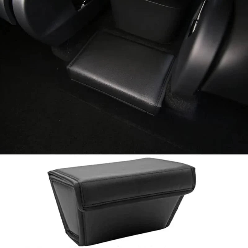 Rear Center Storage Box for Tesla Model Y 2020–2025 | Foldable Leather Organizer Between Rear Seats