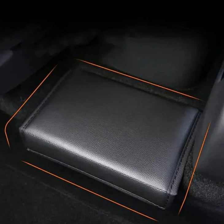 Rear Center Storage Box for Tesla Model Y 2020–2025 | Foldable Leather Organizer Between Rear Seats