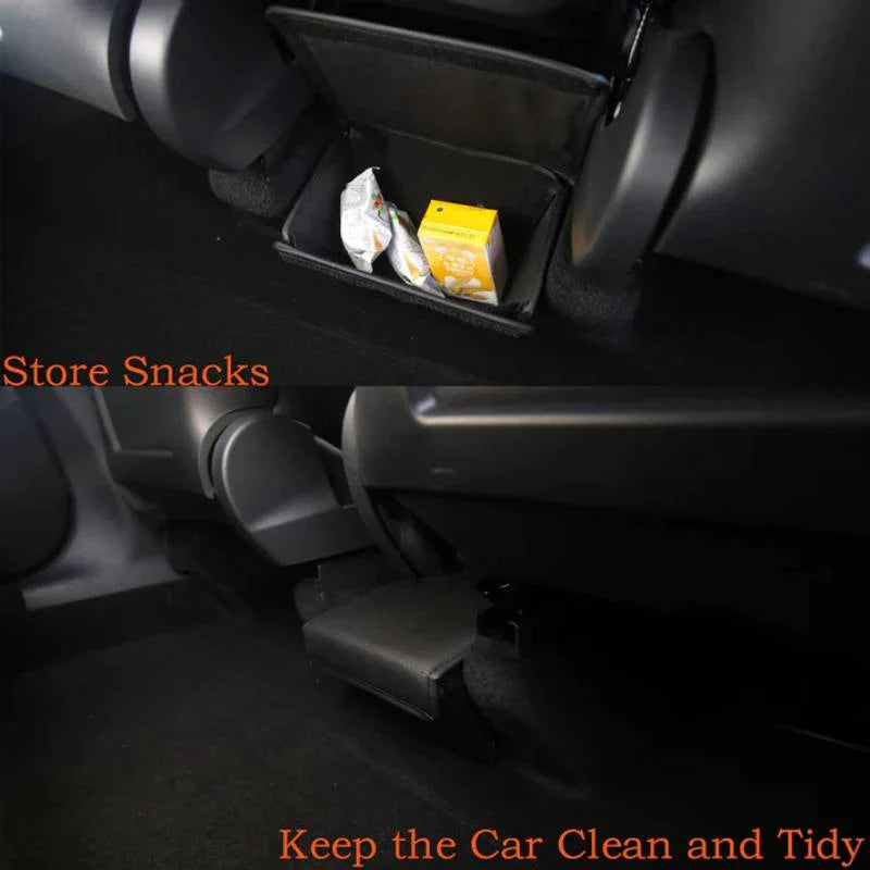 Rear Center Storage Box for Tesla Model Y 2020–2025 | Foldable Leather Organizer Between Rear Seats