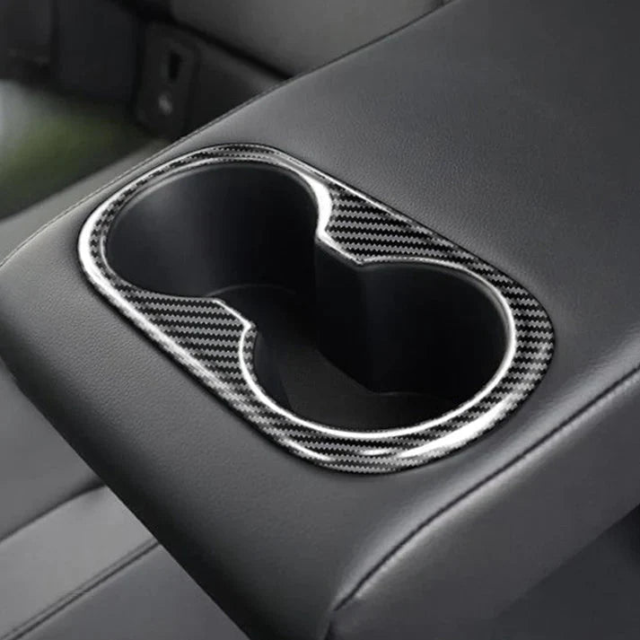 X-Auto Rear Seat Cup Holder Trim Cover for Tesla Model 3 & Model Y – ABS Decorative Frame Protector (Scratch & Dust Resistant)