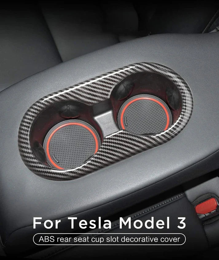 X-Auto Rear Seat Cup Holder Trim Cover for Tesla Model 3 & Model Y – ABS Decorative Frame Protector (Scratch & Dust Resistant)