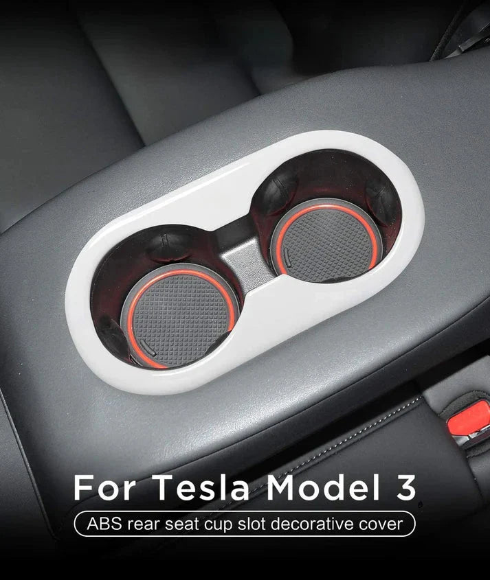 X-Auto Rear Seat Cup Holder Trim Cover for Tesla Model 3 & Model Y – ABS Decorative Frame Protector (Scratch & Dust Resistant)
