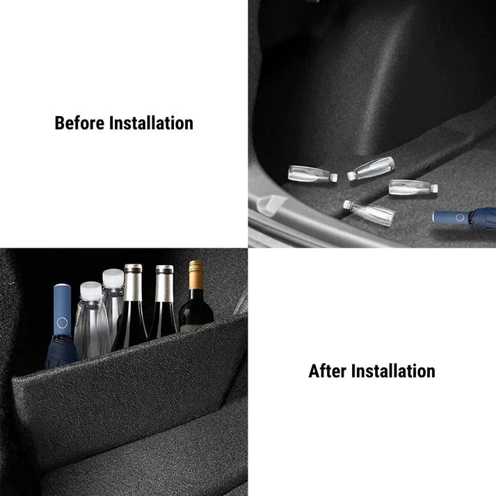 Rear Trunk Side Organizer Divider for Tesla Model 3 (2017-2023.10) & Model Y (2021-Present) – Flocked Fabric Storage Panel, Custom Fit Cargo Organizer