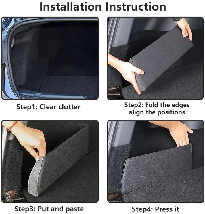 Rear Trunk Side Organizer Divider for Tesla Model 3 (2017-2023.10) & Model Y (2021-Present) – Flocked Fabric Storage Panel, Custom Fit Cargo Organizer