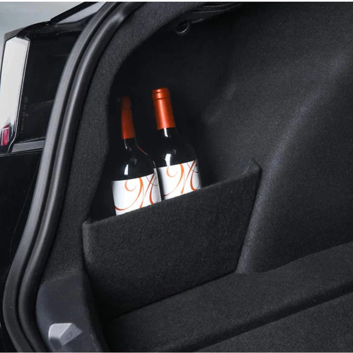 Rear Trunk Side Organizer Divider for Tesla Model 3 (2017-2023.10) & Model Y (2021-Present) – Flocked Fabric Storage Panel, Custom Fit Cargo Organizer