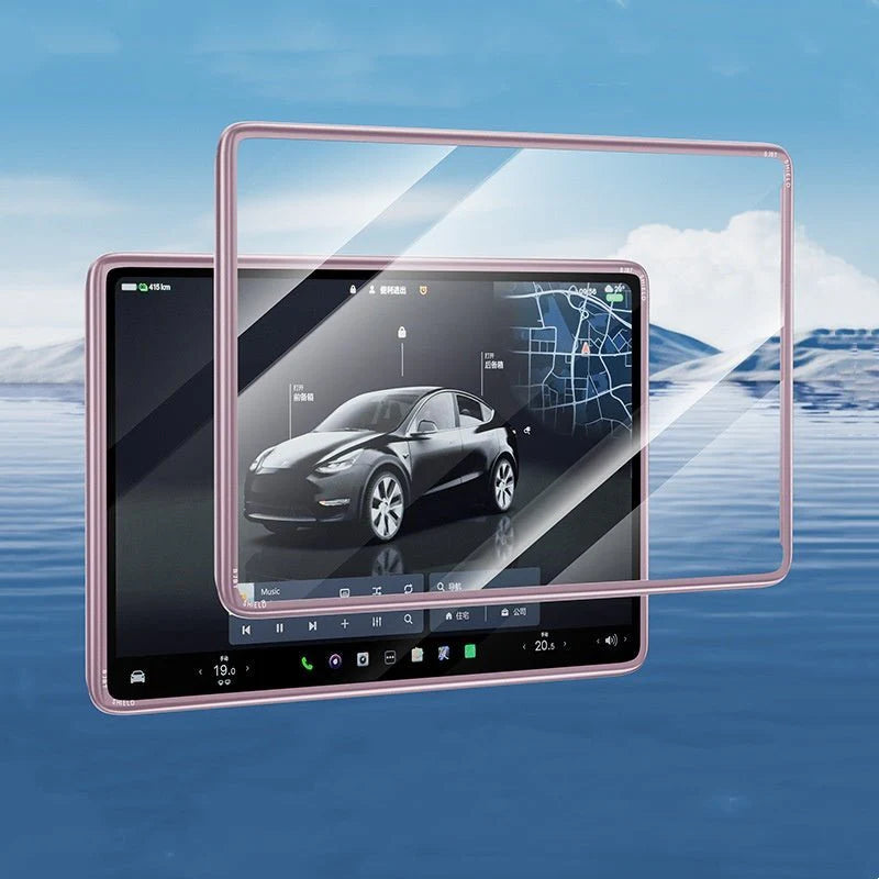 X-Auto 2-in-1 Screen and Bezel Protector for Tesla Model 3 (2017–2023) & Model Y (2020–2024) – Tempered Glass + Edge Cover, Anti-Scratch, Anti-Fingerprint, Easy Install