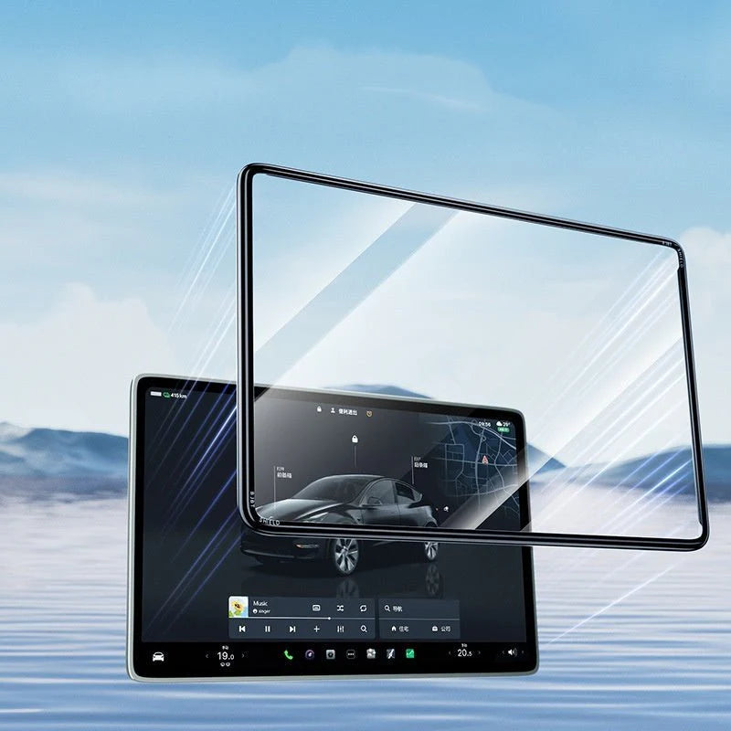 X-Auto 2-in-1 Screen and Bezel Protector for Tesla Model 3 (2017–2023) & Model Y (2020–2024) – Tempered Glass + Edge Cover, Anti-Scratch, Anti-Fingerprint, Easy Install