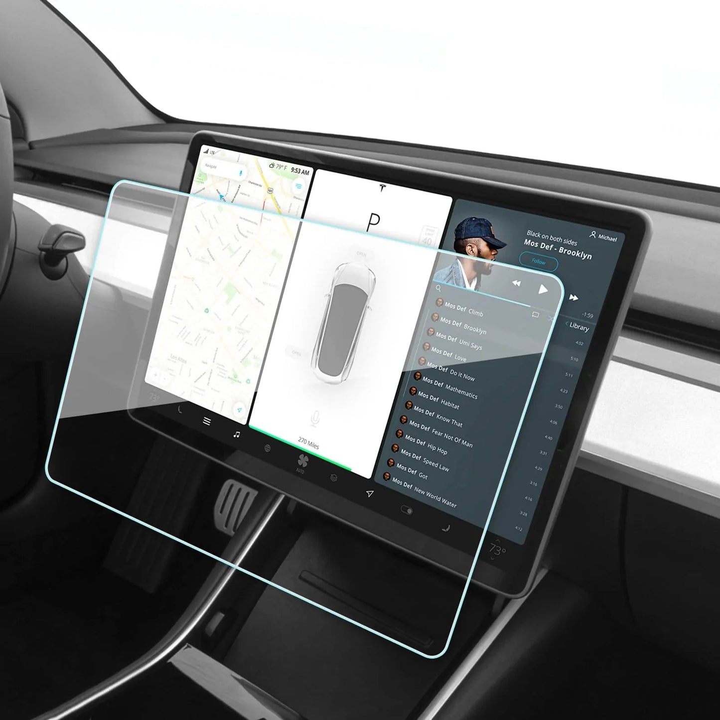 X-Auto Tempered Glass Screen Protector for Tesla Model 3 (2017–2023) & Model Y (2021–Present), 15-Inch HD Anti-Glare, Anti-Fingerprint, 9H Hardness Tempered Film