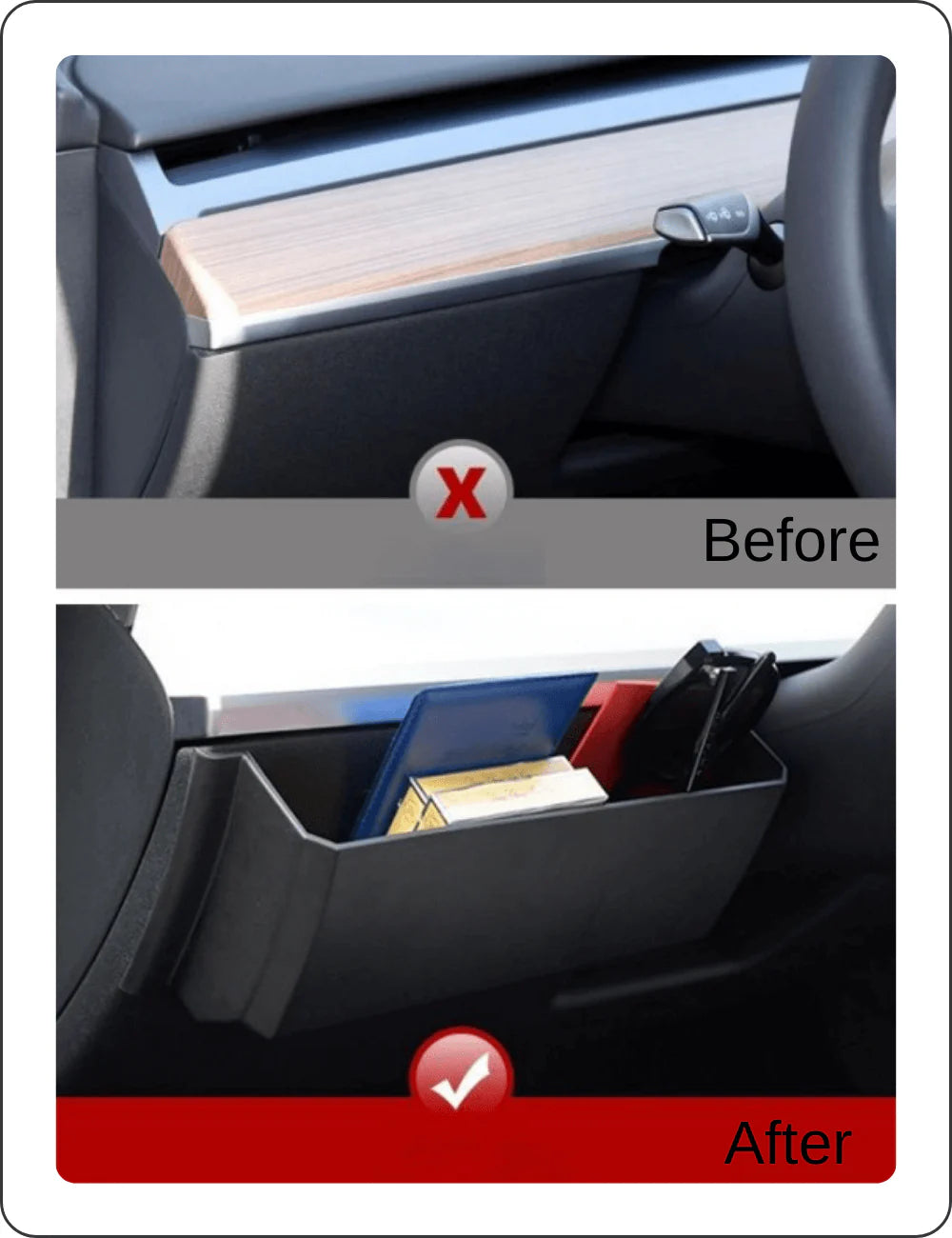 Tesla Model 3 Model Y Steering Wheel Center Console Storage Box – Custom Fit, Durable ABS Organizer