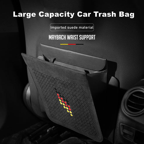 Luxury Suede Magnetic Car Trash Bag for Tesla Model 3/Y/S/X – Multi-Functional Waterproof Hanging Storage Organizer