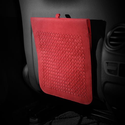 Luxury Suede Magnetic Car Trash Bag for Tesla Model 3/Y/S/X – Multi-Functional Waterproof Hanging Storage Organizer