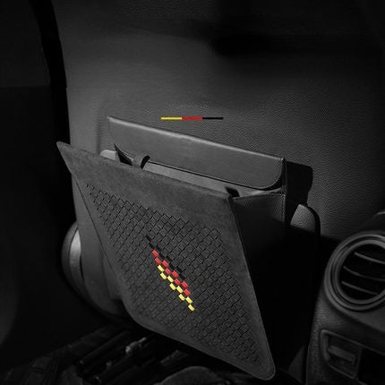 Luxury Suede Magnetic Car Trash Bag for Tesla Model 3/Y/S/X – Multi-Functional Waterproof Hanging Storage Organizer