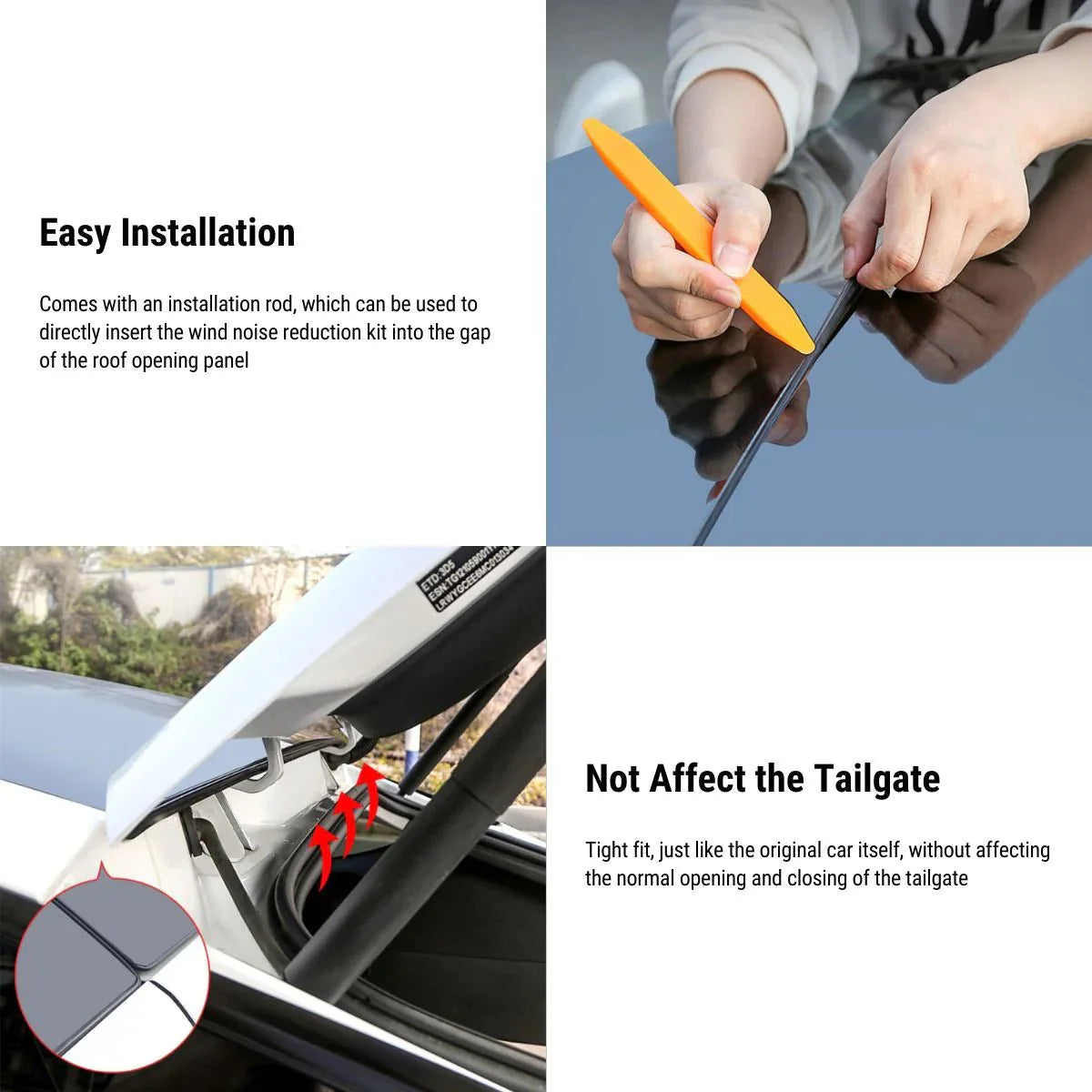 Sunroof Rubber Seal Noise Reduction Strip for Tesla Model 3 & Model Y – Windproof, Dustproof, and Soundproof Weatherstrip