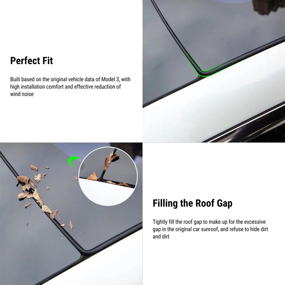 Sunroof Rubber Seal Noise Reduction Strip for Tesla Model 3 & Model Y – Windproof, Dustproof, and Soundproof Weatherstrip