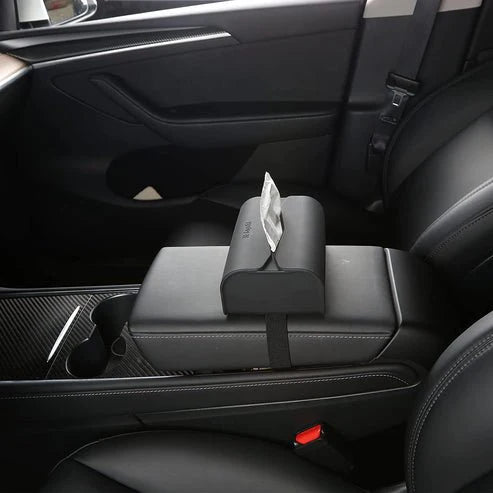 Silicone Tissue Box Holder for Tesla Model 3/Y/S/X – Custom-Fit Car Napkin Dispenser with Flexible Straps, Easy Installation & Durable Design