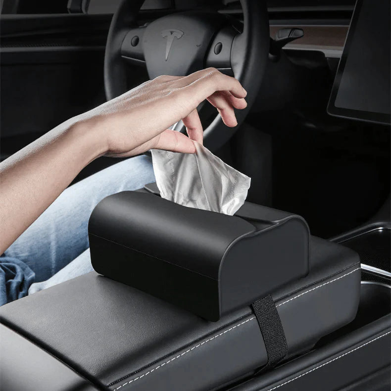 Silicone Tissue Box Holder for Tesla Model 3/Y/S/X – Custom-Fit Car Napkin Dispenser with Flexible Straps, Easy Installation & Durable Design