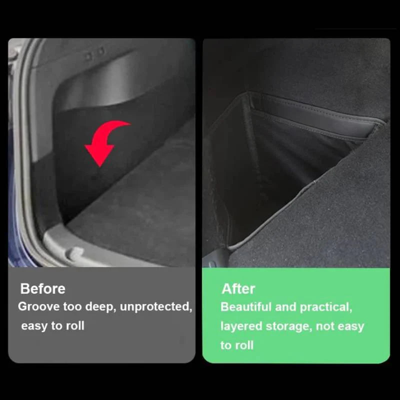 X-Auto Leather Trunk Side Storage Boxes (Left & Right) for Tesla Model Y 2020–Present – Premium Organizer for Neat and Quiet Cargo Space