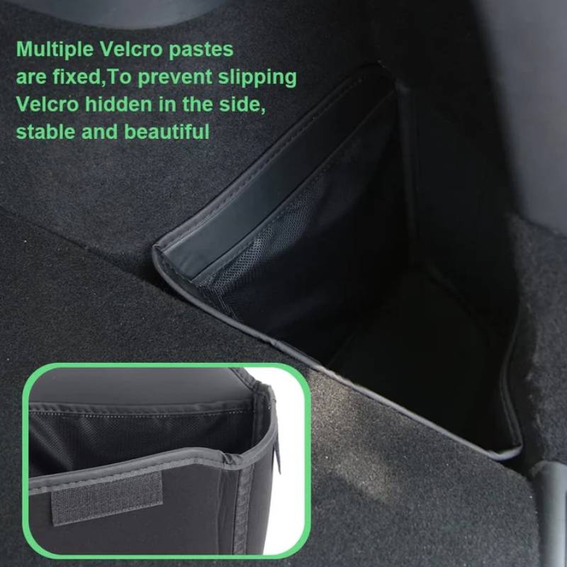 X-Auto Leather Trunk Side Storage Boxes (Left & Right) for Tesla Model Y 2020–Present – Premium Organizer for Neat and Quiet Cargo Space