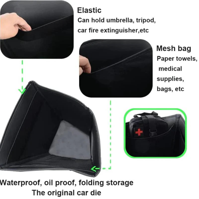 X-Auto Leather Trunk Side Storage Boxes (Left & Right) for Tesla Model Y 2020–Present – Premium Organizer for Neat and Quiet Cargo Space