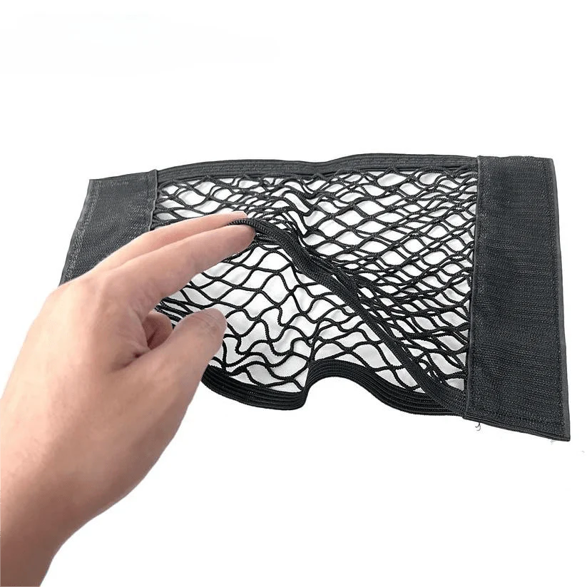 X-Auto Trunk Storage Bag Mesh Cargo Net Organizer for Tesla Model 3/Y/S/X ā Expandable Car Trunk Storage with Velcro Attachment