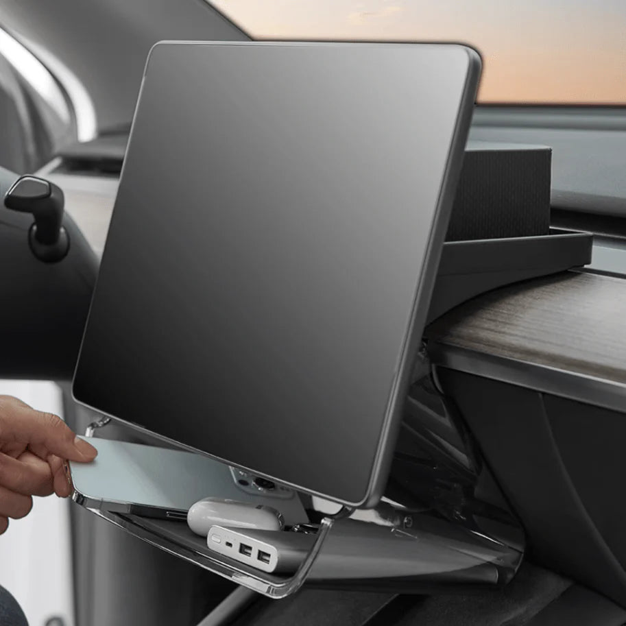 X-Auto Under Screen Organizer for Tesla Model 3/Y – Center Console Storage Tray, Magnetic, Anti-Slip, Acrylic