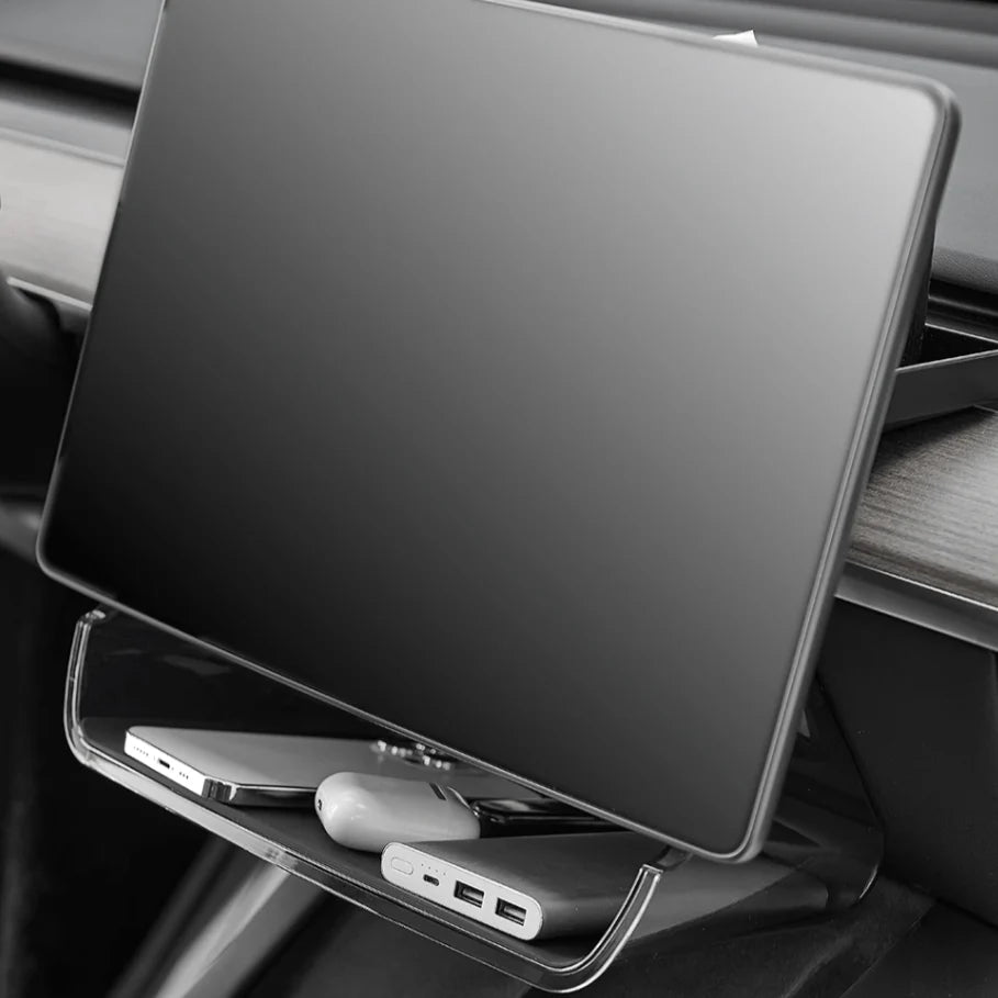 X-Auto Under Screen Organizer for Tesla Model 3/Y – Center Console Storage Tray, Magnetic, Anti-Slip, Acrylic