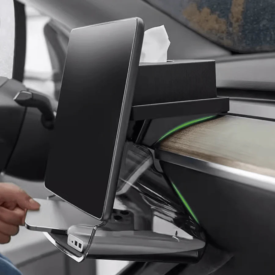 X-Auto Under Screen Organizer for Tesla Model 3/Y – Center Console Storage Tray, Magnetic, Anti-Slip, Acrylic