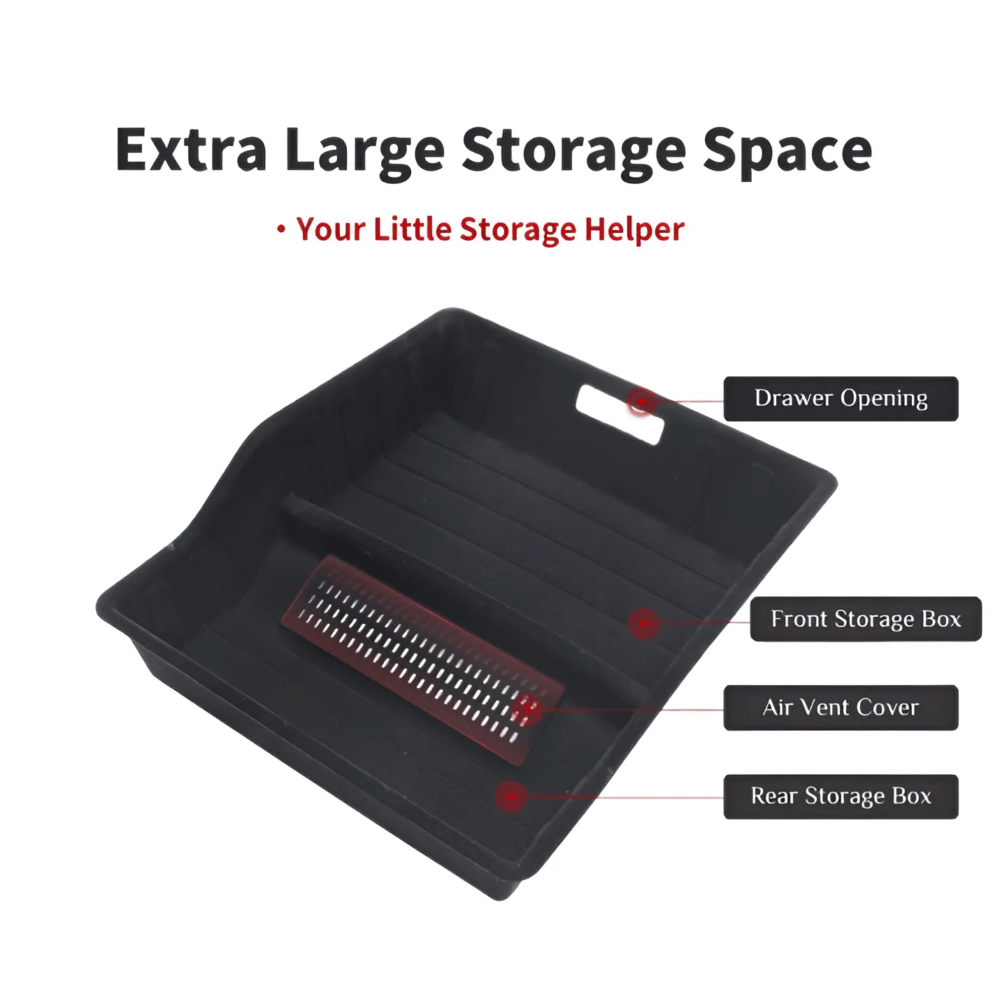 X-Auto Under-Seat Storage Box for Tesla Model Y (2020–Present) – Hidden Drawer Organizer with Air Vent Protection Cover