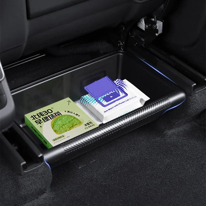 Under-Seat Storage Box (Front) for Tesla Model Y Juniper | Custom 1:1 Fit | Waterproof TPE | Anti-Slip & Safe Design