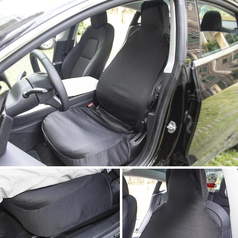 Front Seat Cover Protectors for Tesla Model 3 & Model Y (2017–2024) | Non-Slip Knitted Fabric Seat Protection