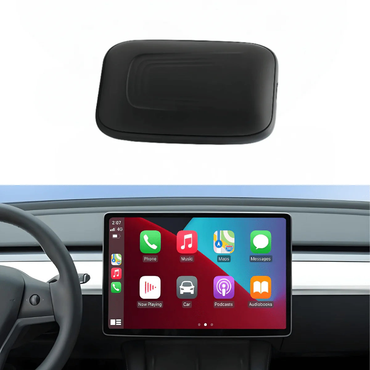 Wireless Apple CarPlay & Android Auto Adapter for Tesla Model 3, Model Y, Model S, Model X, and Cybertruck – Dual-Band 2.4G/5G WiFi, Plug & Play Integration