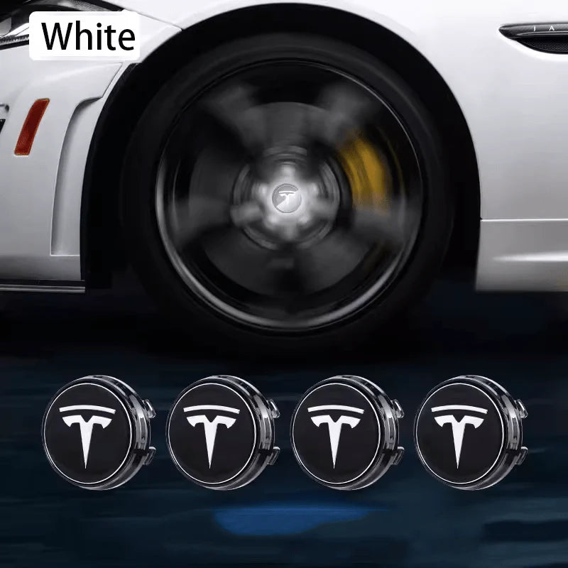 LED Wheel Hub Light Caps with Kinetic Power Generator for Tesla Model 3/Y/S/X (Set of 4) – Battery-Free Glowing Center Caps for Enhanced Safety and Style