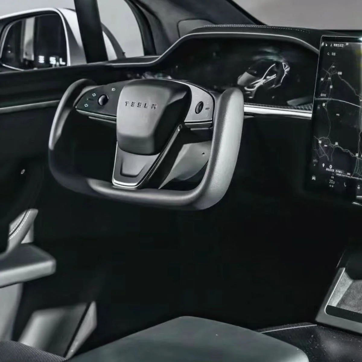 Yoke Plaid Steering Wheel Replacement for Tesla Model S/X (2021β2025) β Premium Leather, Ergonomic Design, Enhanced Visibility | Style 18