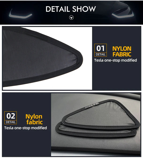 Nylon UV Protection Triangle Sunshade Net for Tesla Model 3 & Model 3 Highland – Side Window Sun Shade Mesh