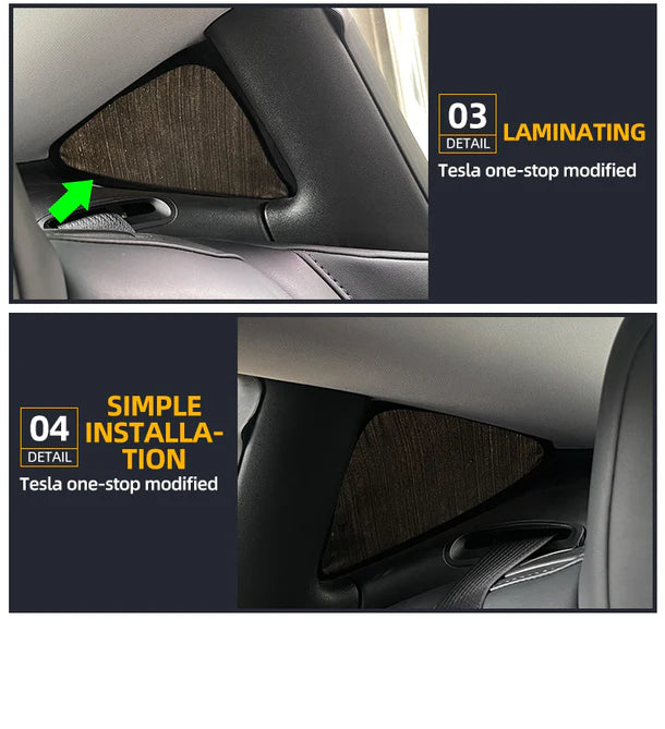 Nylon UV Protection Triangle Sunshade Net for Tesla Model 3 & Model 3 Highland – Side Window Sun Shade Mesh