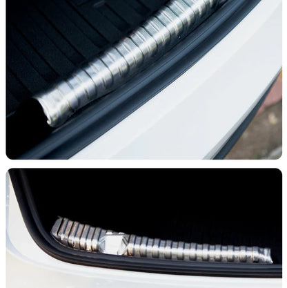 Tesla Model 3 Highland Rear Trunk Door Sill Protector – Stainless Steel Cargo Threshold Guard (2024+)