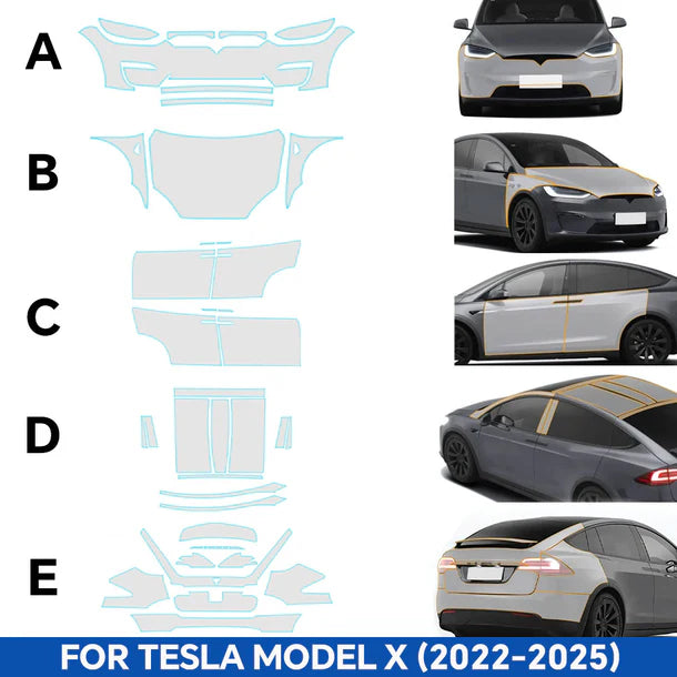Model X 2022–2025 Pre-Cut Full Body Matte TPU Paint Protection Film | Custom Fit PPF Kit