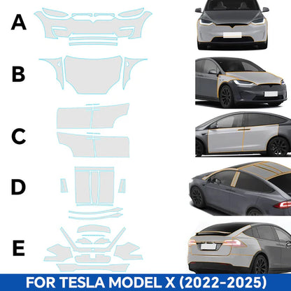 Model X 2022–2025 Pre-Cut Full Body Matte TPU Paint Protection Film | Custom Fit PPF Kit