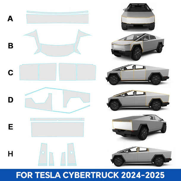 Cybertruck Pre-Cut Full Body TPU Matte Paint Protection Film (PPF) – Complete Vehicle Paint Protection Kit